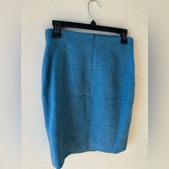 Mugler Vintage Blue Wool Tweed Mini Pencil Skirt - Picture 6 of 7